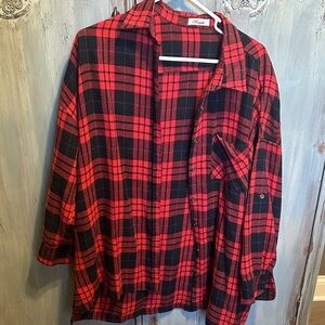 Plaid Red and Black Women's Top